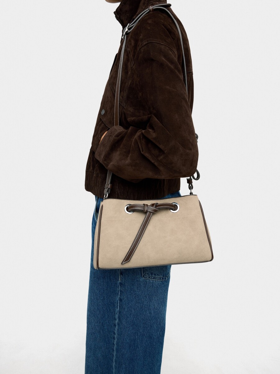 Bolso Bandolera Efecto Piel taupe