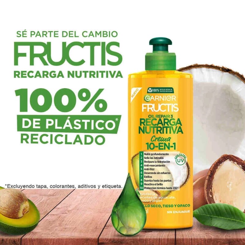 Crema Garnier Para Peinar Recarga Nutritiva Fructis 300 ml Crema Garnier Para Peinar Recarga Nutritiva Fructis 300 ml