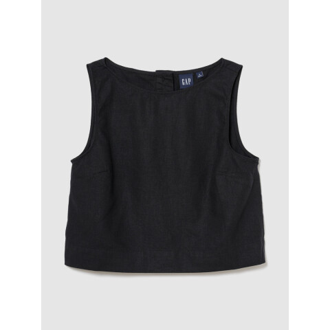 SL SHELL TOP - LINEN BLACK