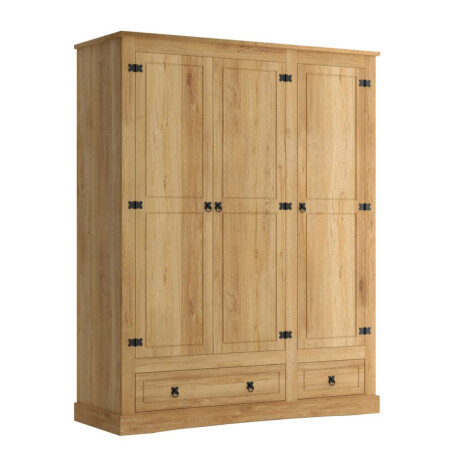 Ropero 3 Puertas 2 Cajones Madera Linea Mexicana Natural