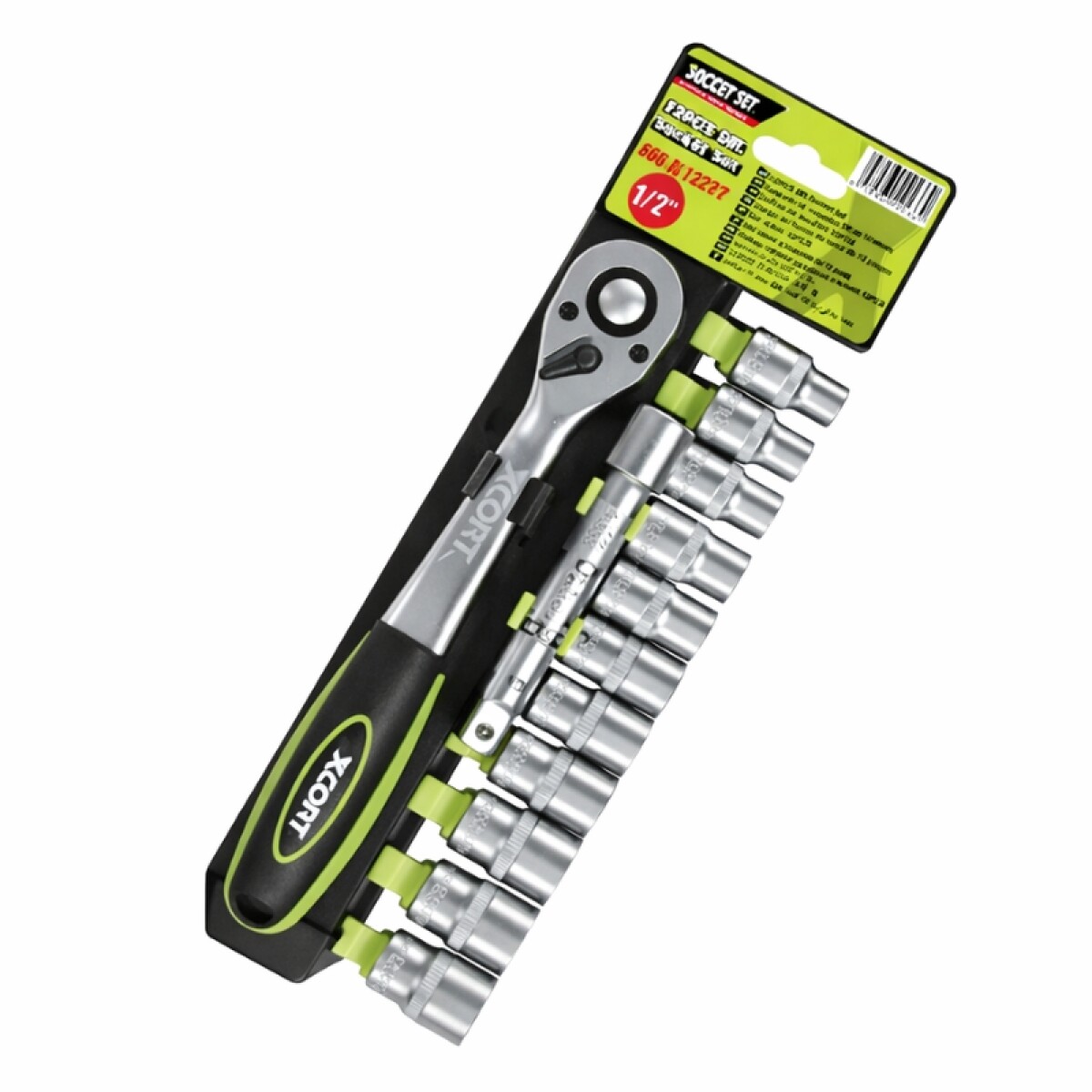XCORT JUEGO 12 PIEZAS LLAVE CRIQUET 1/2 + EXTENSION CR-V 5PL 