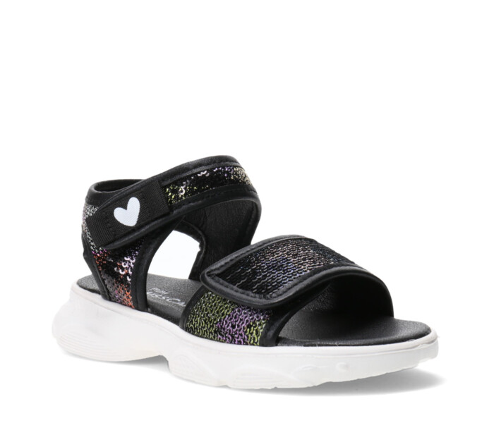 Sandalia SHINE con lentejuelas y velcro Black