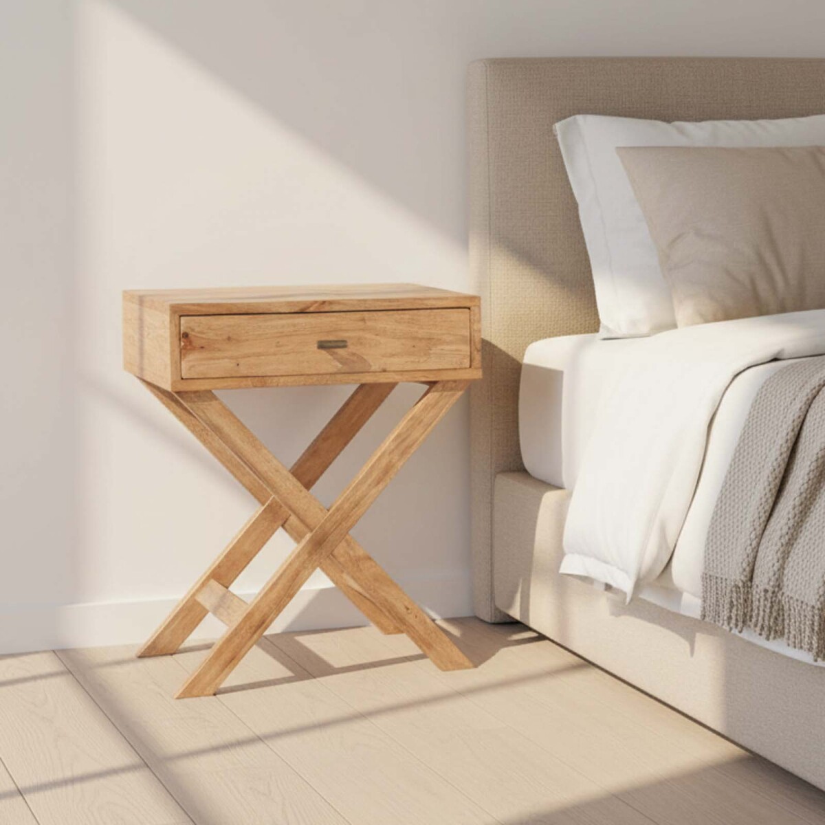 MESA DE LUZ - MADERA-DE-MANGO NATURAL-BEIGE JUKE 