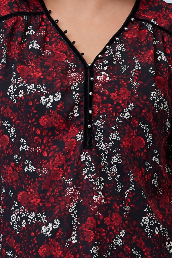 Blusa Ribete Terciopelo NEGRO/MULTI