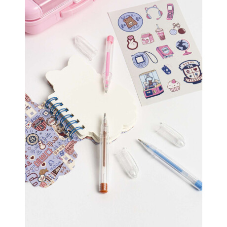 Set De Librería En Mini Valijita Rosa Claro