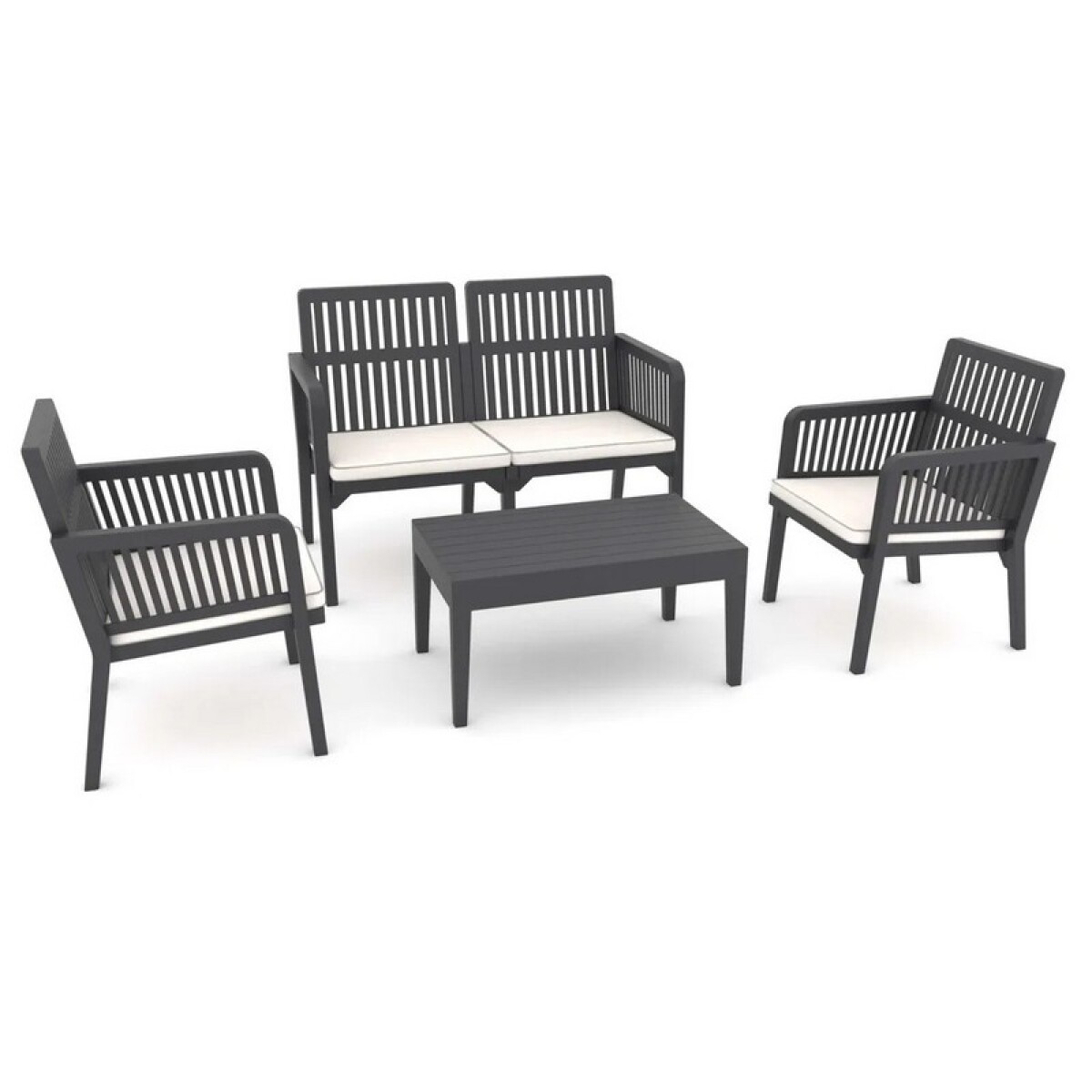 SET 4 PIEZAS EXTERIOR LIZBON 2 SEATER ANTHRACITE 
