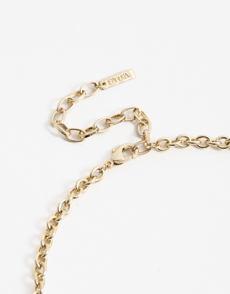 Collares Largos Perla Collar Largo Con Corazón Brushed - Dorado