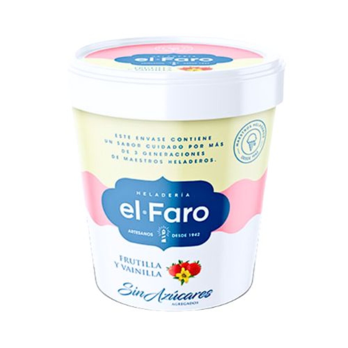 Helado s/Azúcar El Faro - 1,1 lt - Vainilla y Frutilla 
