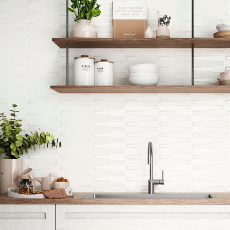 CERAMICA REVESTIMIENTO 25X25 SATINADO BLANCO DECORADO PIEZA GAMAS DE BLANCO