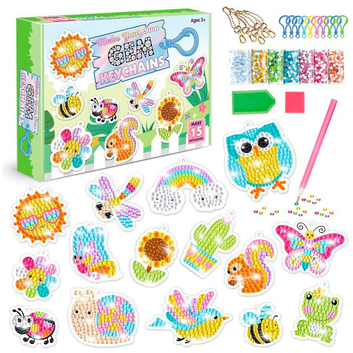 Set Crea Llaveros De Gemas DIY - Jardín 