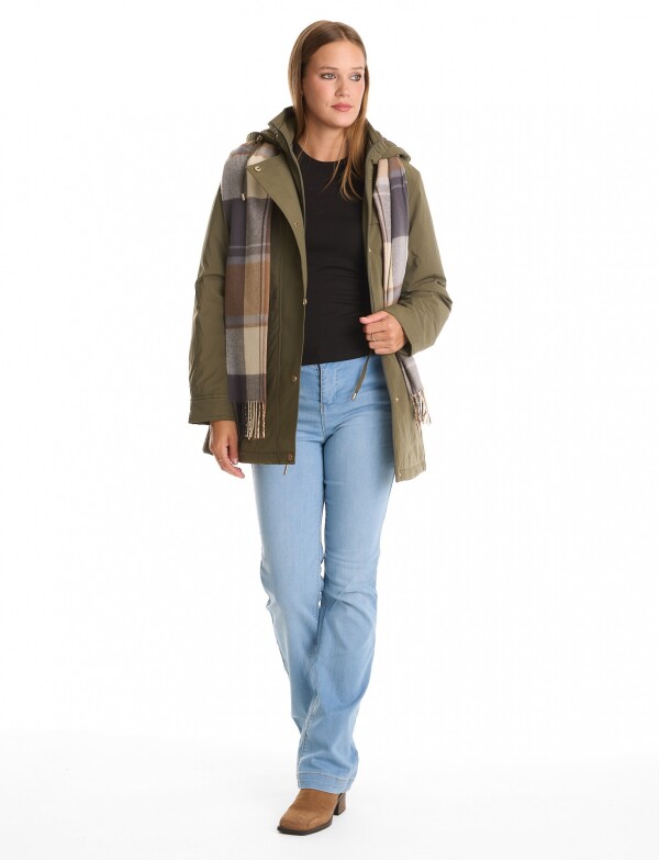 Gabardina Impermeable Bufanda OLIVA
