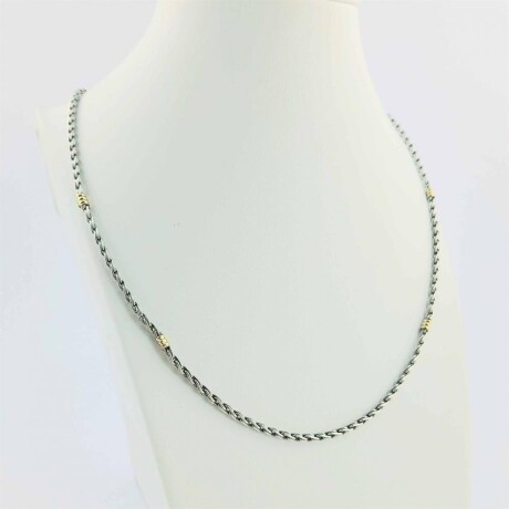 Gargantilla de plata 925 con detalles de double en oro 18Ktes, 45 cm. Gargantilla de plata 925 con detalles de double en oro 18Ktes, 45 cm.