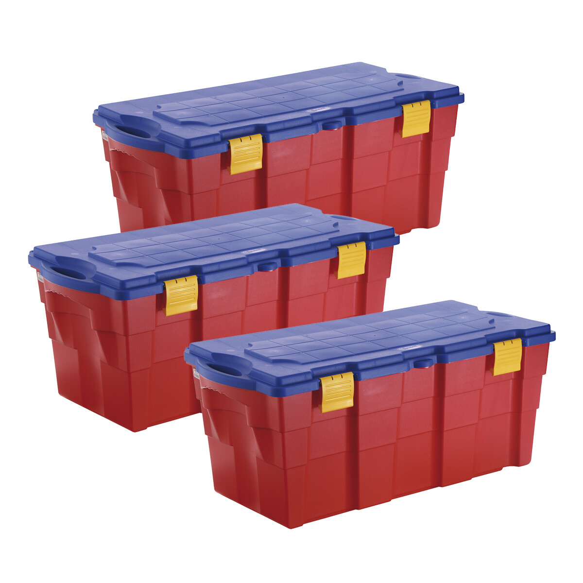 Set x3 Baúl 100 lts - AZUL/ROJO 