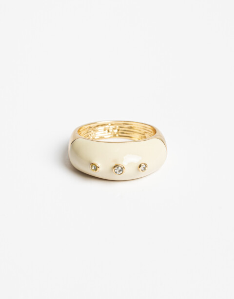 Anillos Medianos y Grandes Metal Anillo Con Strass Bañado En Oro - Dorado