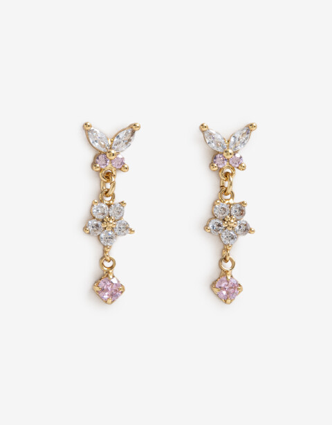 Aros Colgantes Cortos Cubic zirconia Aros Cortos Garden Cubic Zirconia - Dorado