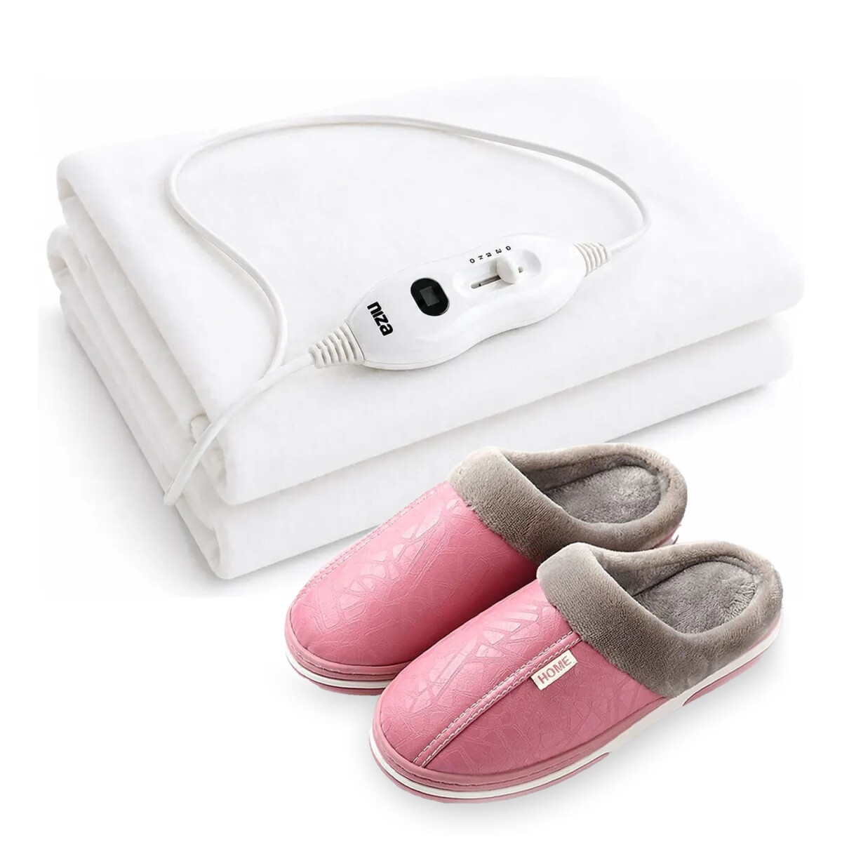 Set Pantufla Cuerina Unisex + Calienta Cama 1 Pza 3 Niveles - Rosa 