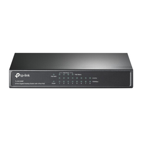 Tp-link - Switch TL-SG1008LP. 8 Puertos RJ45 10/100/1000 Mbps. 4 Puertos Poe. Plug And Play. Carcasa 001