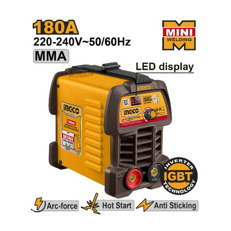 SOLDADORA INVERTER MINI MMA 180 AMP DISPLAY LED INGCO SOLDADORA INVERTER MINI MMA 180 AMP DISPLAY LED INGCO