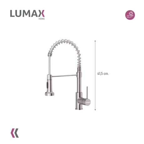 Canilla Monomando Lavaplatos Flexible Griferia Cocina Plateado/Gris