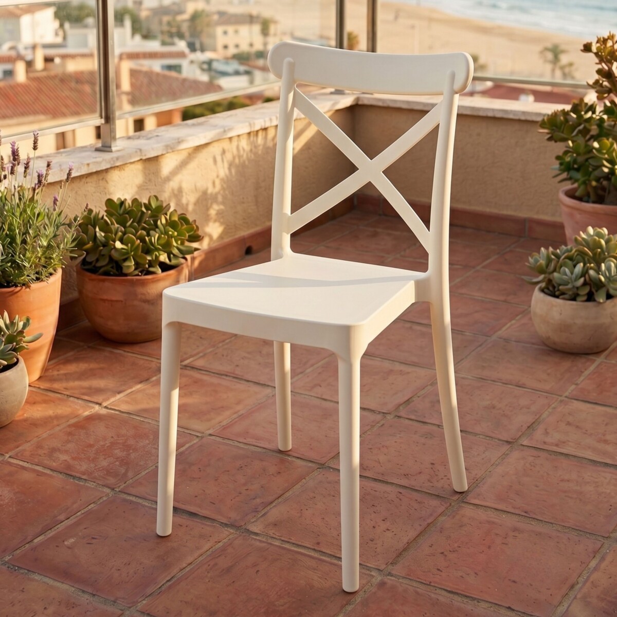 Silla Cruceta de polipropileno ZJ09 - Blanco Tiza 