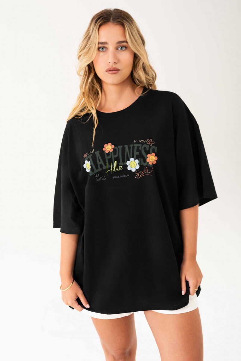 Remera Happiness - Negro 