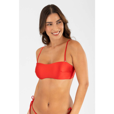 Top strapless Hot red metal