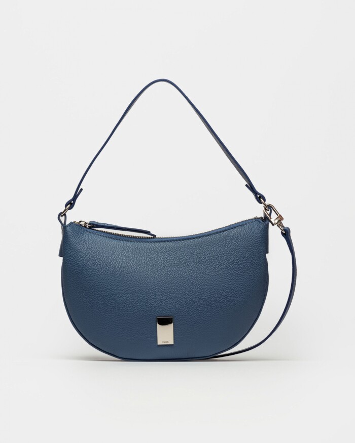 Cartera al Hombro Lua En Cuero Graneado Azul