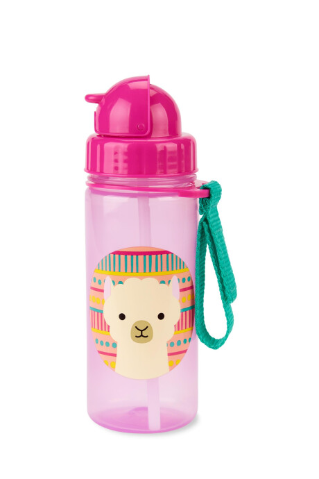 Botella con sorbito, diseño llama Botella con sorbito, diseño llama