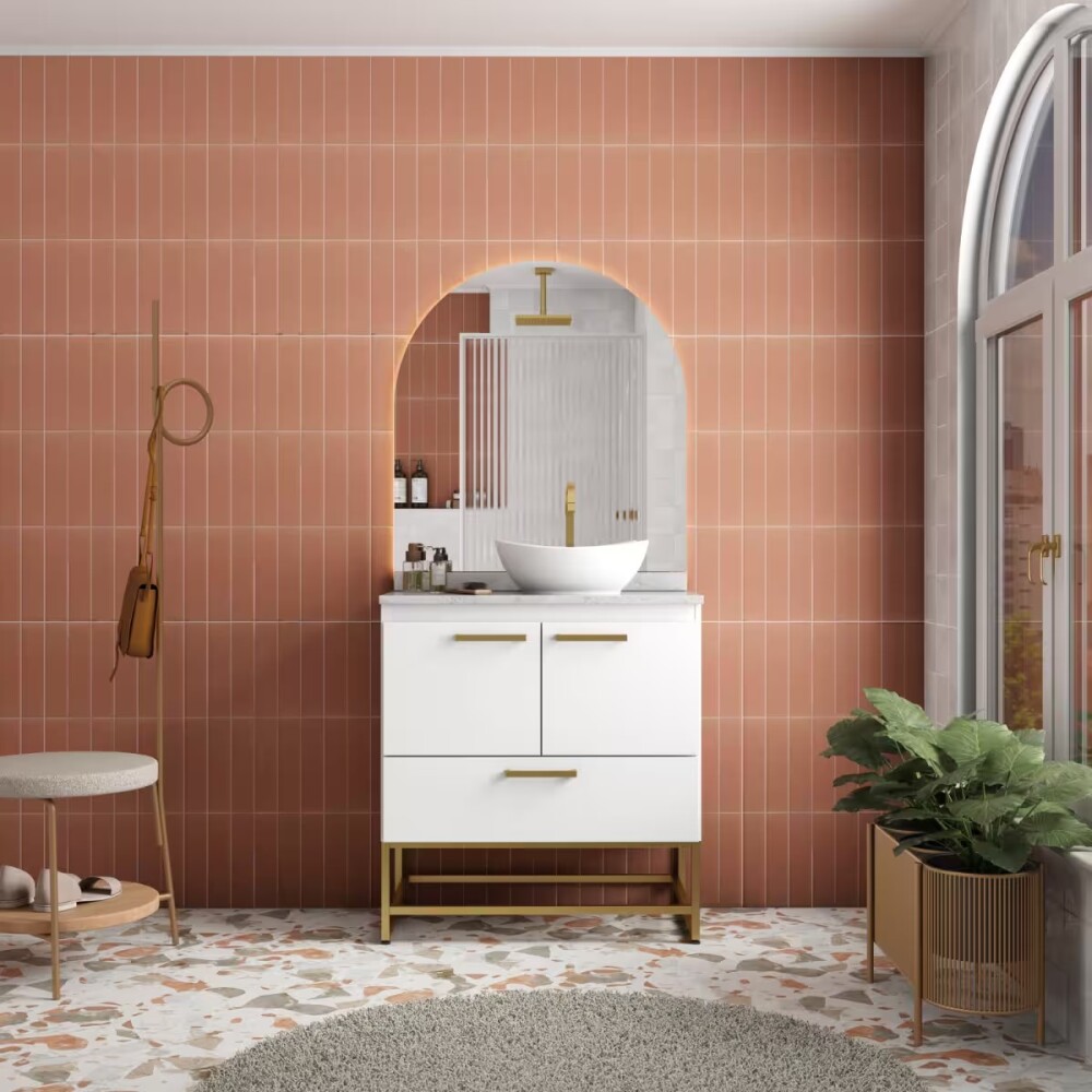 Mueble de baño de pie Suez Blanco 80 cm mesada granito blanco sin bacha Mueble De Baño De Pie Suez Blanco 80 Cm Mesada Granito Blanco Sin Bacha