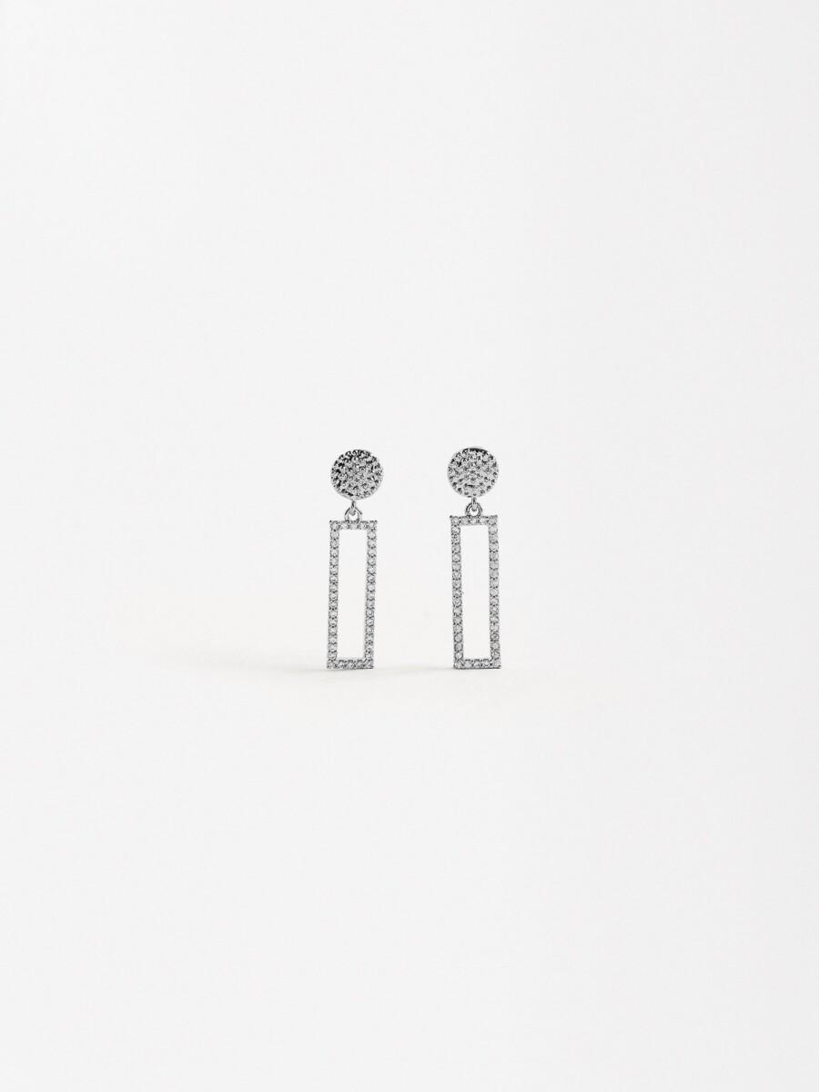 Pendientes Rectangulares Con Circonitas plateado