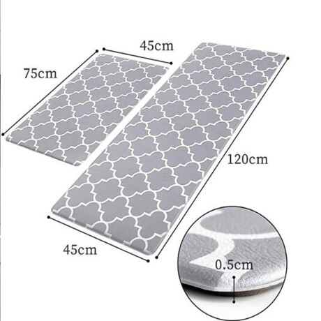 Set 2 Alfombras P/ Cocina O Baño Pvc Tatami Acolchado Gris