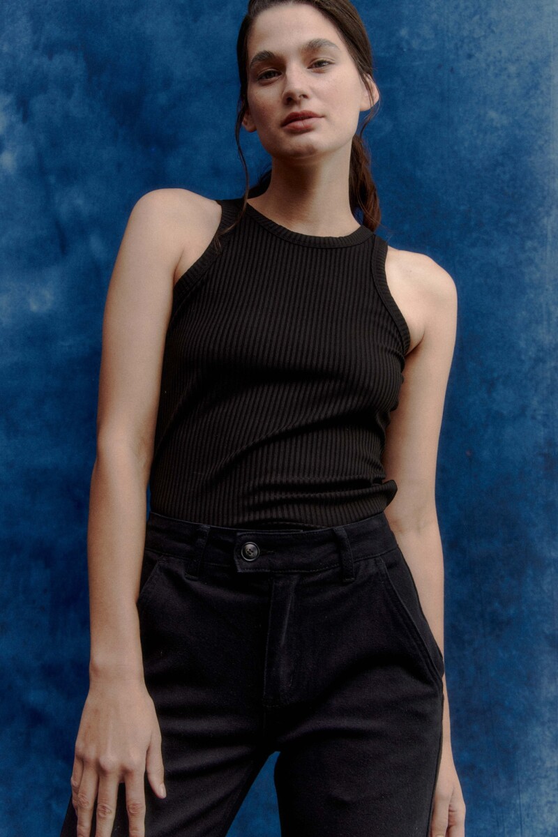 Pantalon chino con pretina cruzada negro