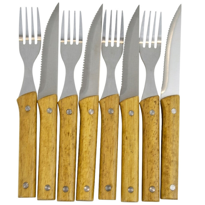 Set 8 piezas Cuchillo 11cm Tenedor 10cm Acacia MADERA