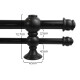 Barrote cortina doble de metal 2 m + 2 Soportes NEGRO