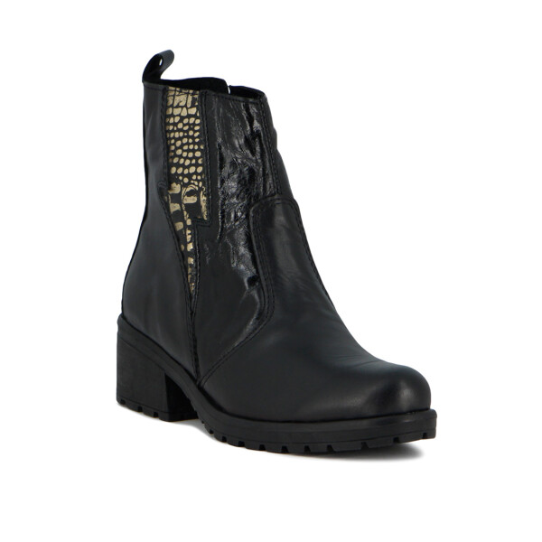 Macri Bota Caña Baja Suela Tr Taco Foliado Negro-animal Print