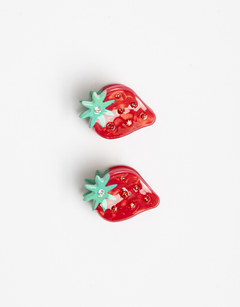 Broches Sets Strass Set De Mini Broches Frutillas - Rojo Medio