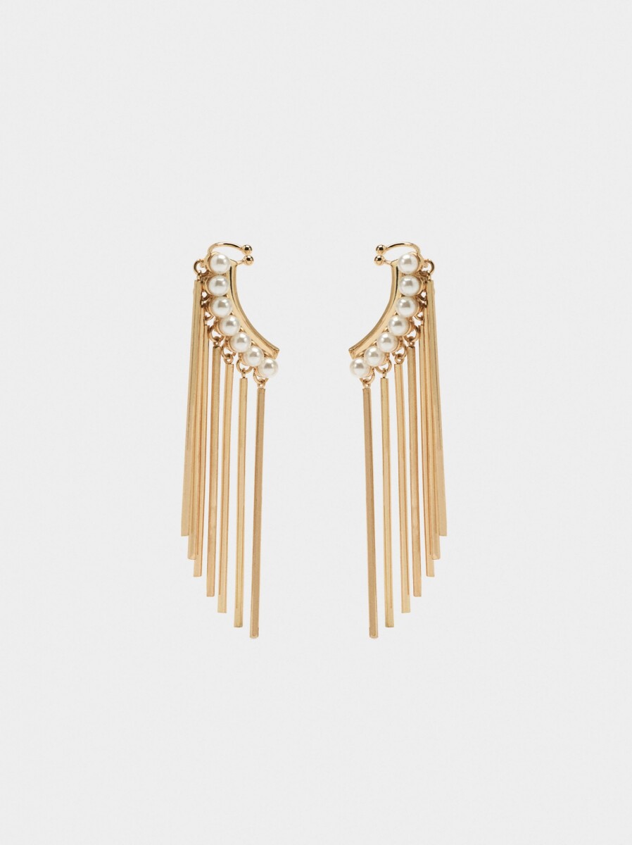 Pendientes Ear Jacket Con Perlas Y Barras - blanco 