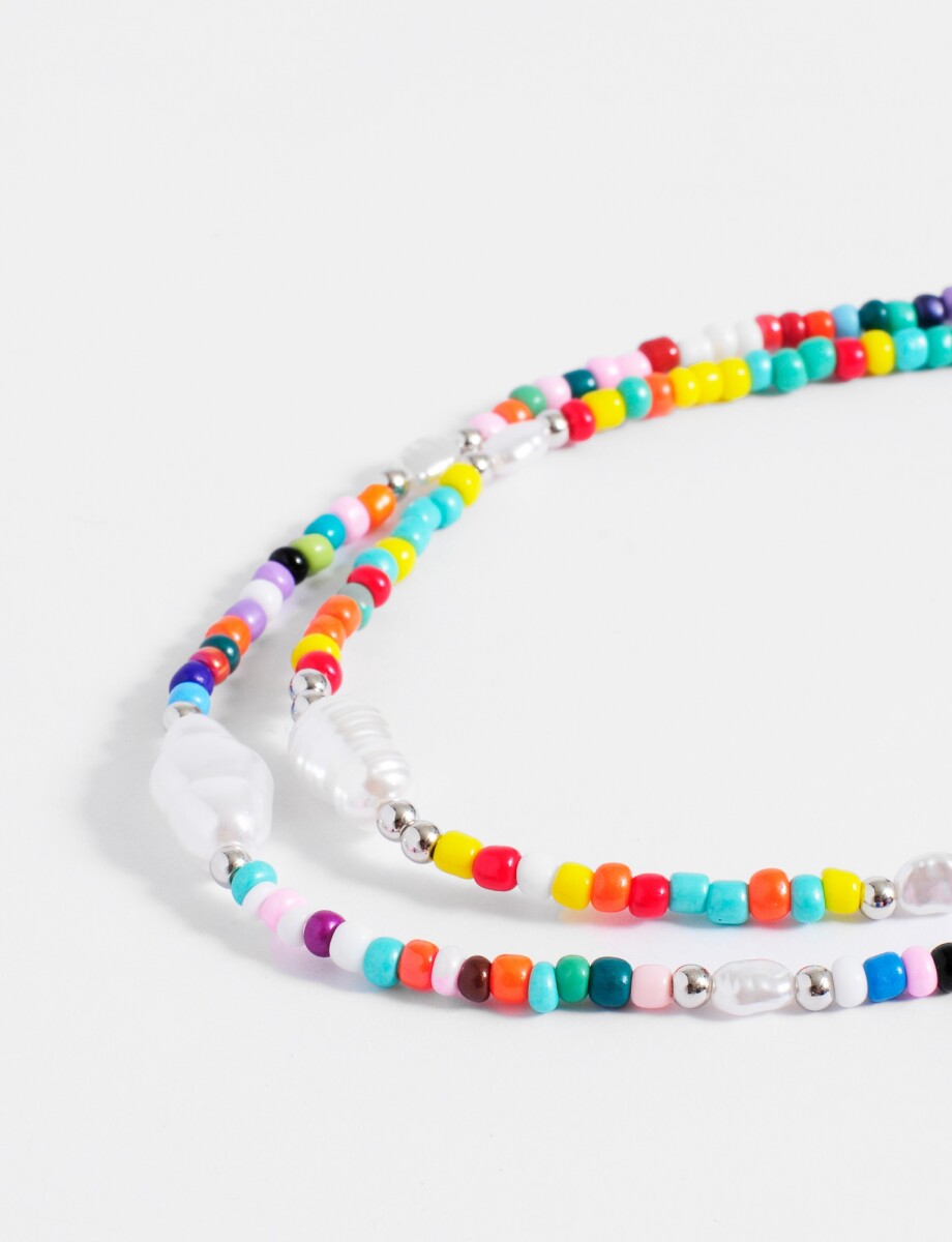 Collar mostacillas doble cadena - multicolor 