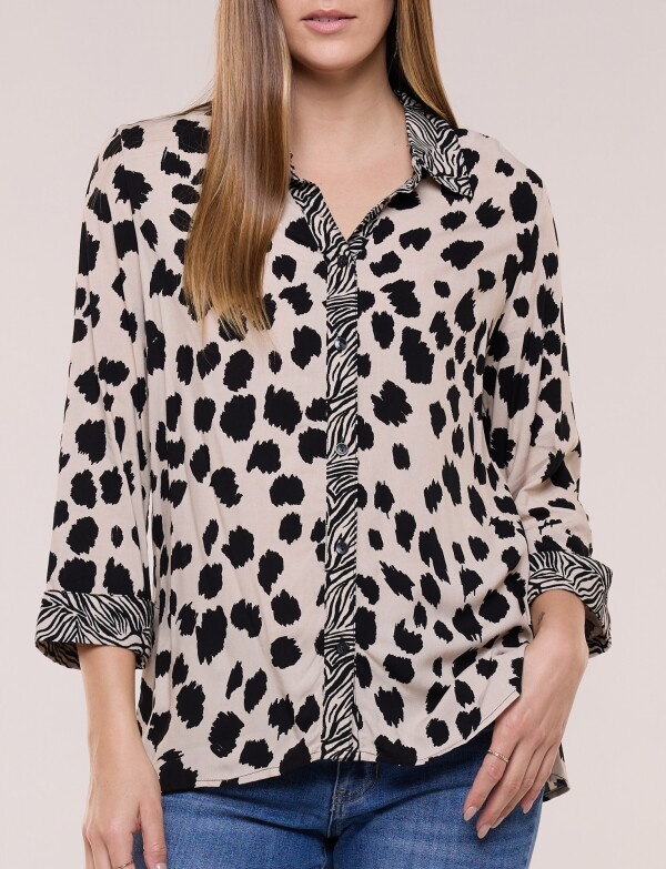Camisa Estampado Combinado NEGRO/BEIGE