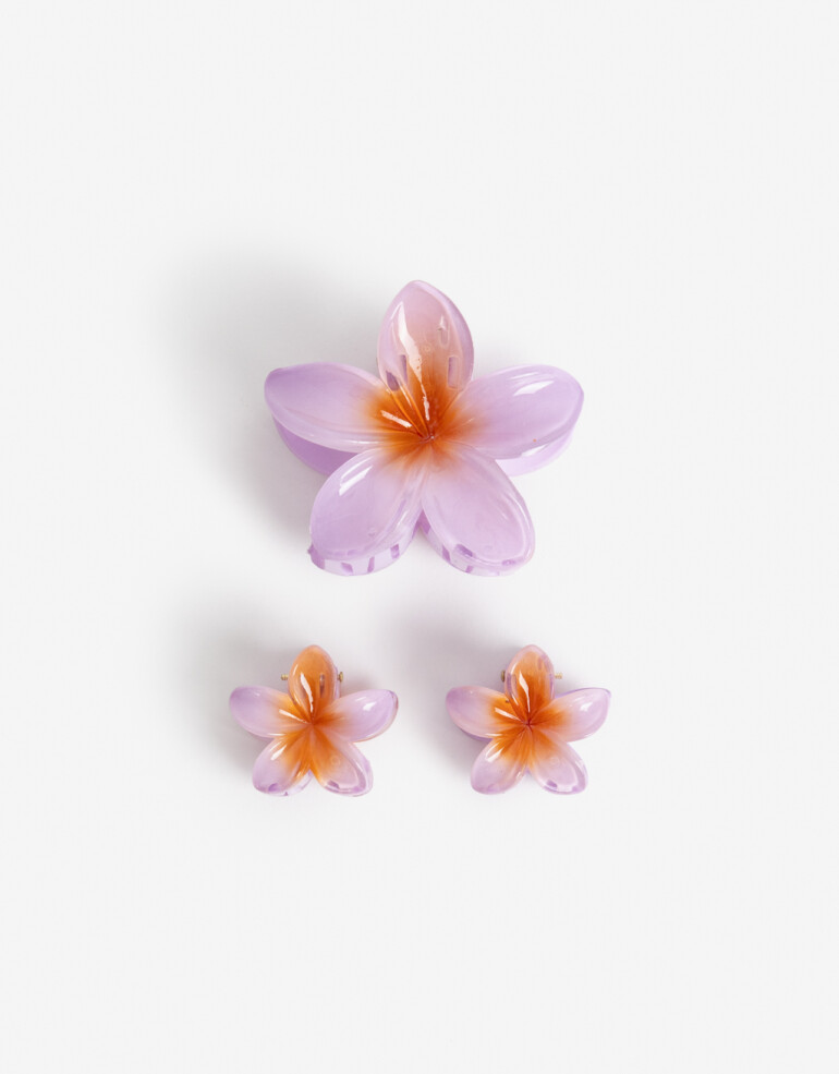 Broches Sets Flores Set X3 Flores De Acrílico Mix Tamaños. - Combinacion Bicolor