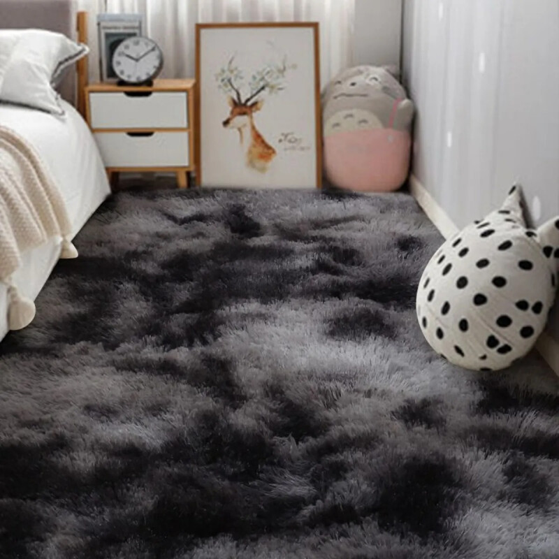Alfombra Tapete Shaggy Peluda 100 X 150cm Pelo Alto Gris