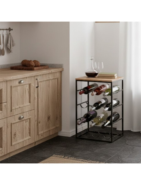 BOTELLERO DE PIE P/12 BOTELLAS 29X28X64CM NAT/NEG BOTELLERO DE PIE P/12 BOTELLAS 29X28X64CM NAT/NEG