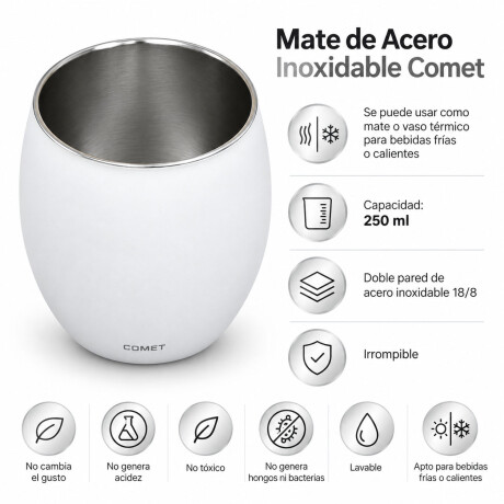 Mate Comet en Acero Inox de Doble Pared Vaso Térmico 250ml Blanco