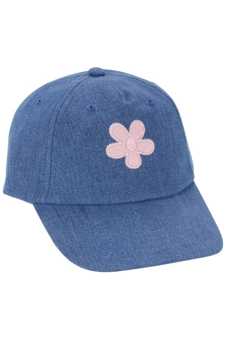 Gorra jean con visera y estampa flor. Talles 4-14 Sin color