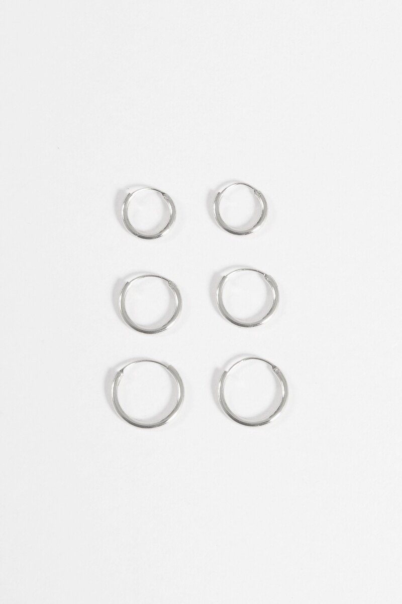 Set de aros pequeños plateado