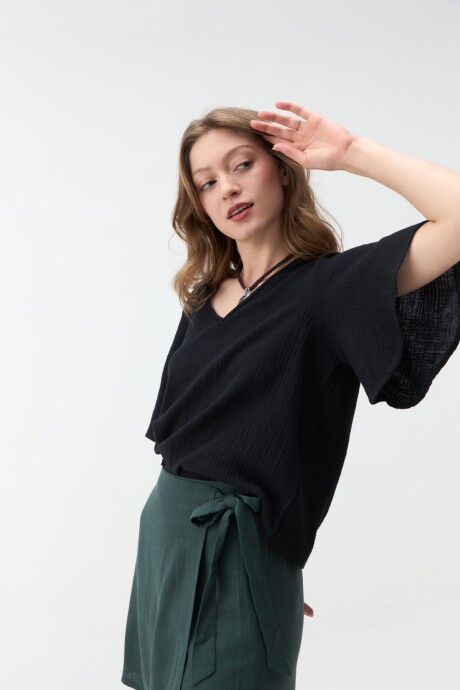 BLUSA MANGA CORTA NIGELLA Negro