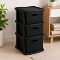 Cajonera Gavetero Estante simil Rattan 3 Cajones Negro Cajonera Gavetero Estante simil Rattan 3 Cajones Negro