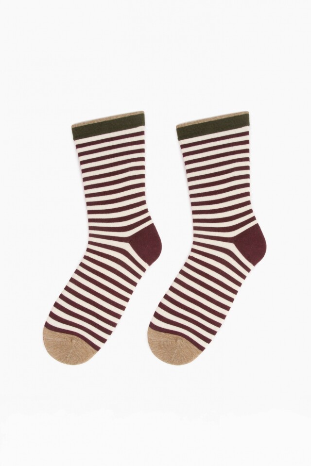 Medias rayadas bordo