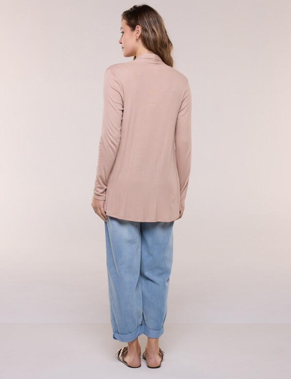Cardigan De Punto Acanalado BEIGE