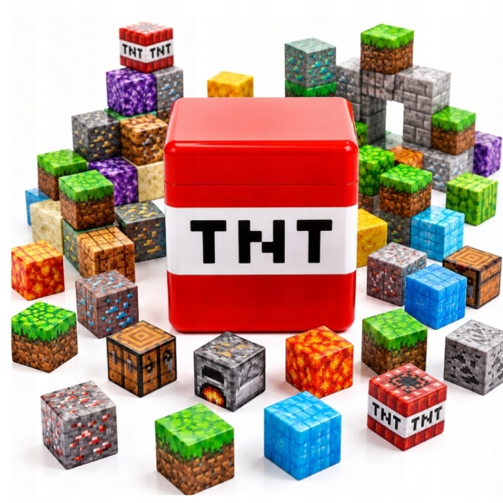 Bloques magnéticos en contenedor 100 piezas MINECRAFT tnt